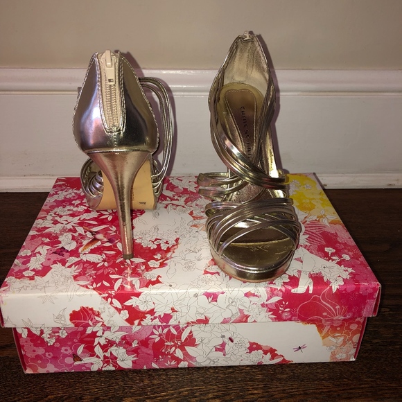 Chinese Laundry Heels, Metallic Light Gold, Size 6 - Picture 3 of 6